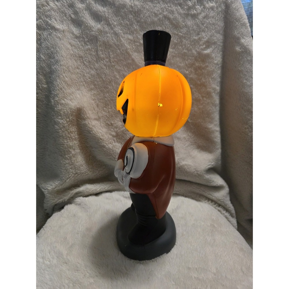 Vtg Halloween Pumpkin Man Light-Up‎ Deco Top Hat & Lollipop 12" Jack-O-Lantern - Picture 9 of 15